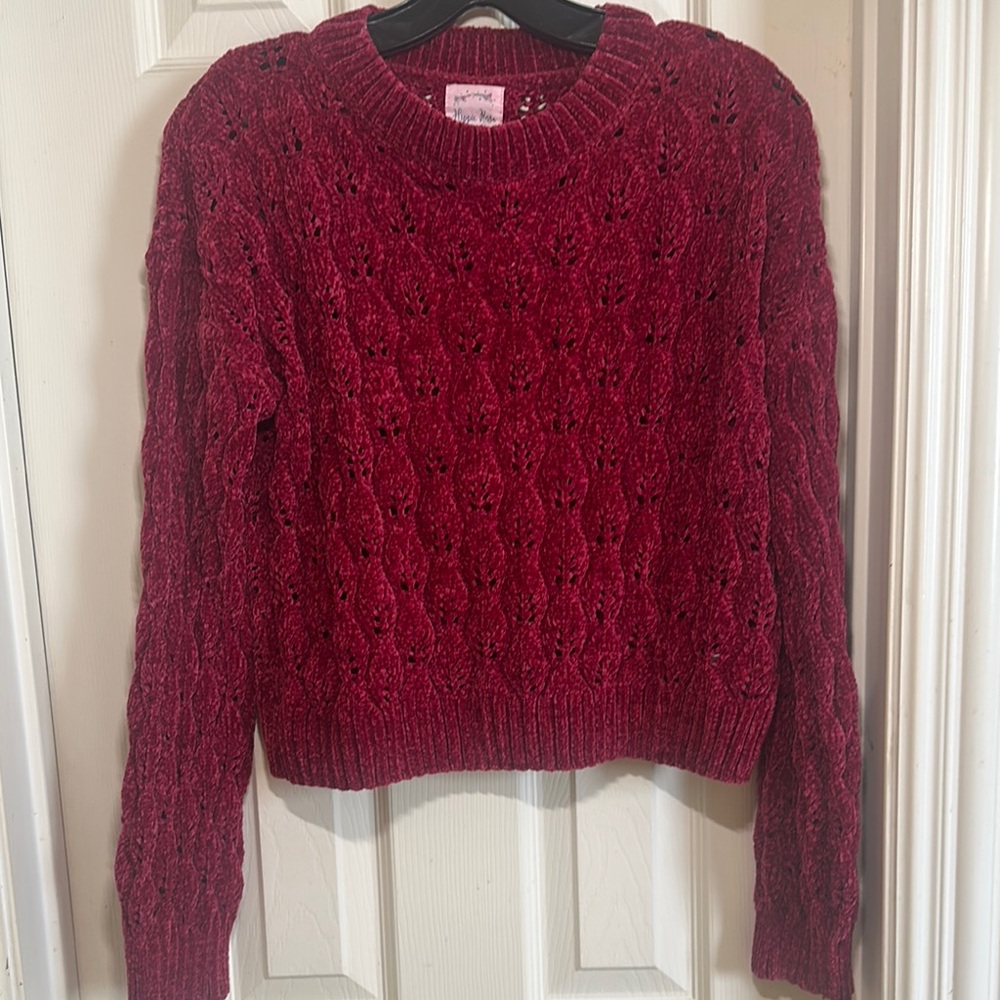 Hippie Rose Red Crew Neck Sweater Cozy Knit